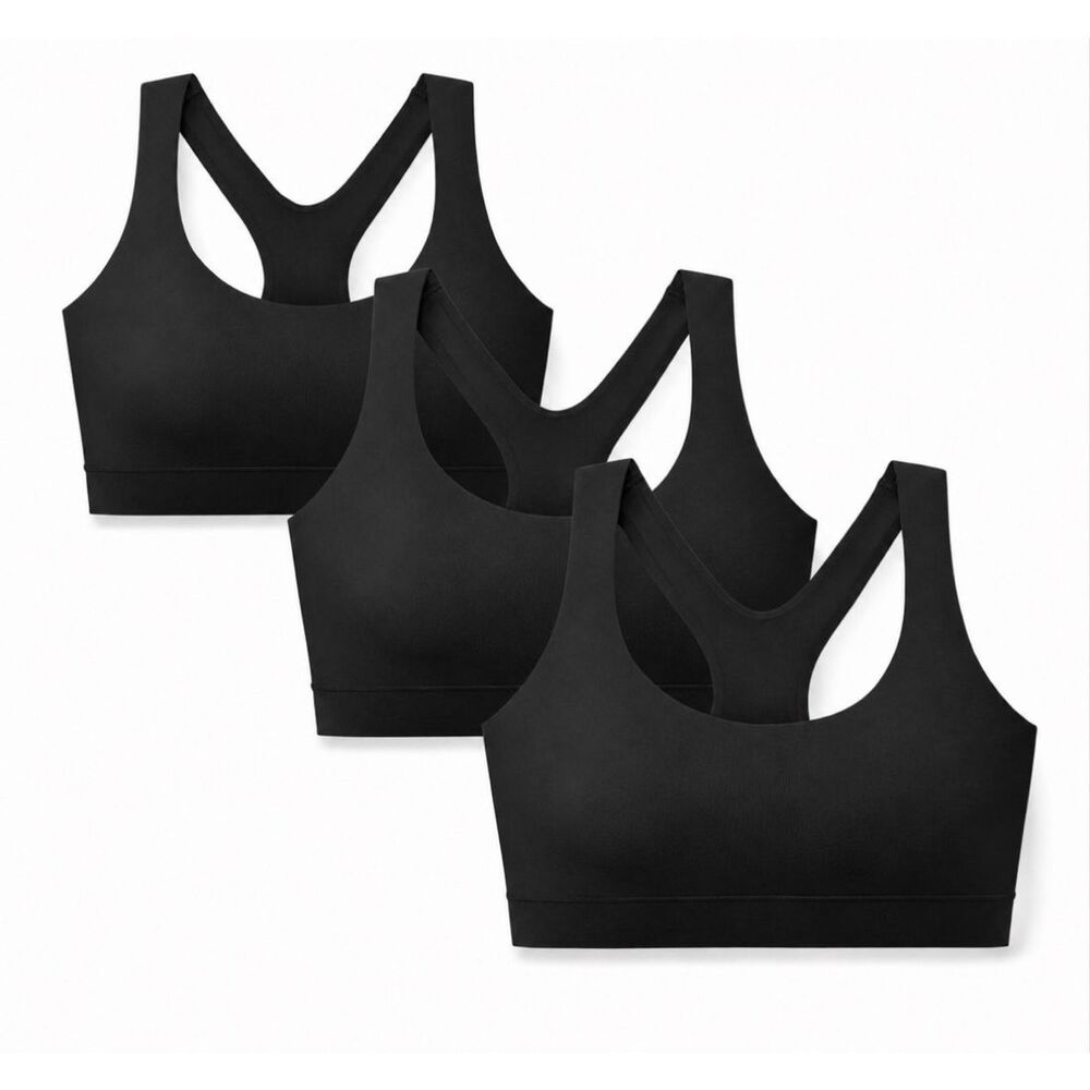 Lot of 3 $174 True & Co True Body Impact Wireless Sports Bra Black 2X NEW